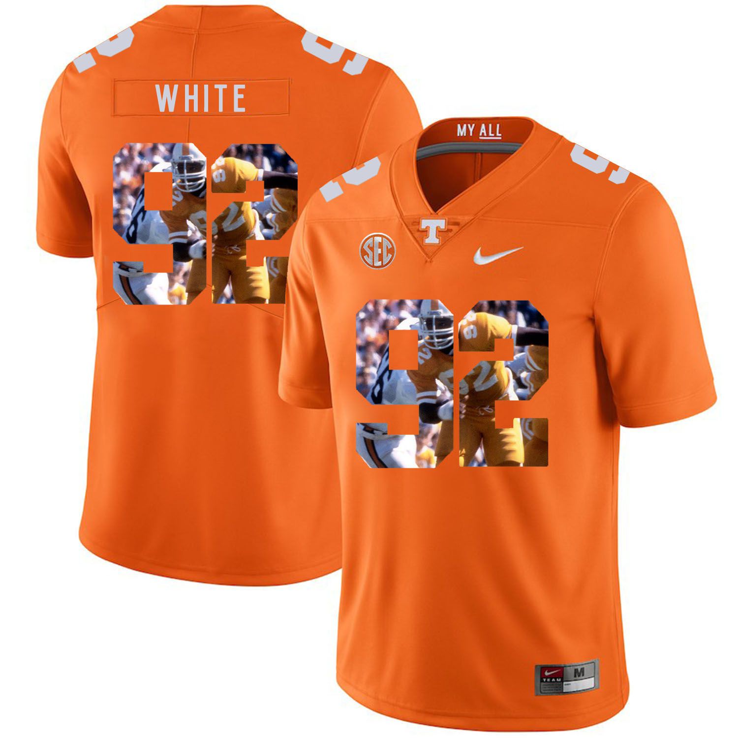 Men Tennessee Volunteers #92 White Orange Fashion Edition Customized NCAA Jerseys->customized ncaa jersey->Custom Jersey